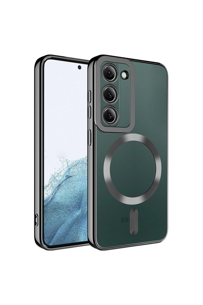 [RNZ-TA85109] Samsung Galaxy S23 Uyumlu Kılıf M-safe Wireless Şarj Özellikli Zore Setro Silikon (Siyah)