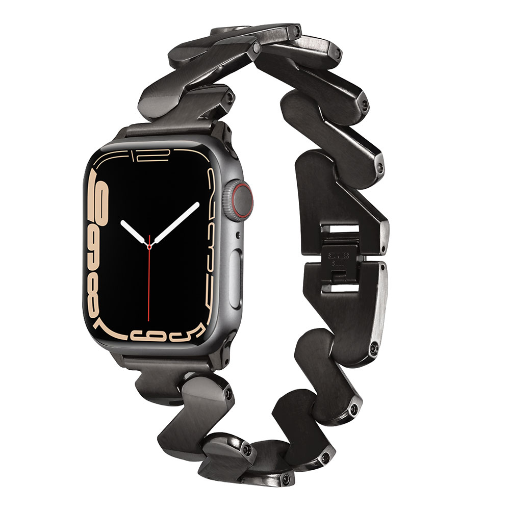 [RNZ-TA85270] ​​​Apple Watch 42mm Uyumlu Kordon Paslanmaz Çelik Luxury Tasarım KRD-80 Kayış (Siyah)