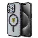 Apple iPhone 15 Pro Uyumlu Kılıf Ferrari Orjinal Lisanslı M-safe Şarj Özellikli Tırtıklı Kenar Tasarımlı Ortalanmış Logo Kapak