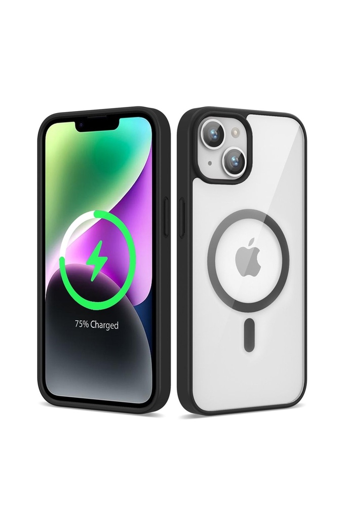 [RNZ-TA85575] Apple iPhone 13 Uyumlu Kılıf M-safe Wireless Şarj Özellikli Silikon Zore Ege Kapak (Siyah)