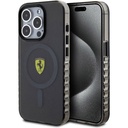 Apple iPhone 15 Pro Uyumlu Kılıf Ferrari Orjinal Lisanslı M-safe Şarj Özellikli Tırtıklı Kenar Tasarımlı Ortalanmış Logo Kapak