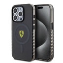 Apple iPhone 15 Pro Max Uyumlu Kılıf Ferrari Orjinal Lisanslı M-safe Şarj Özellikli Tırtıklı Kenar Tasarımlı Ortalanmış Logo Kapak