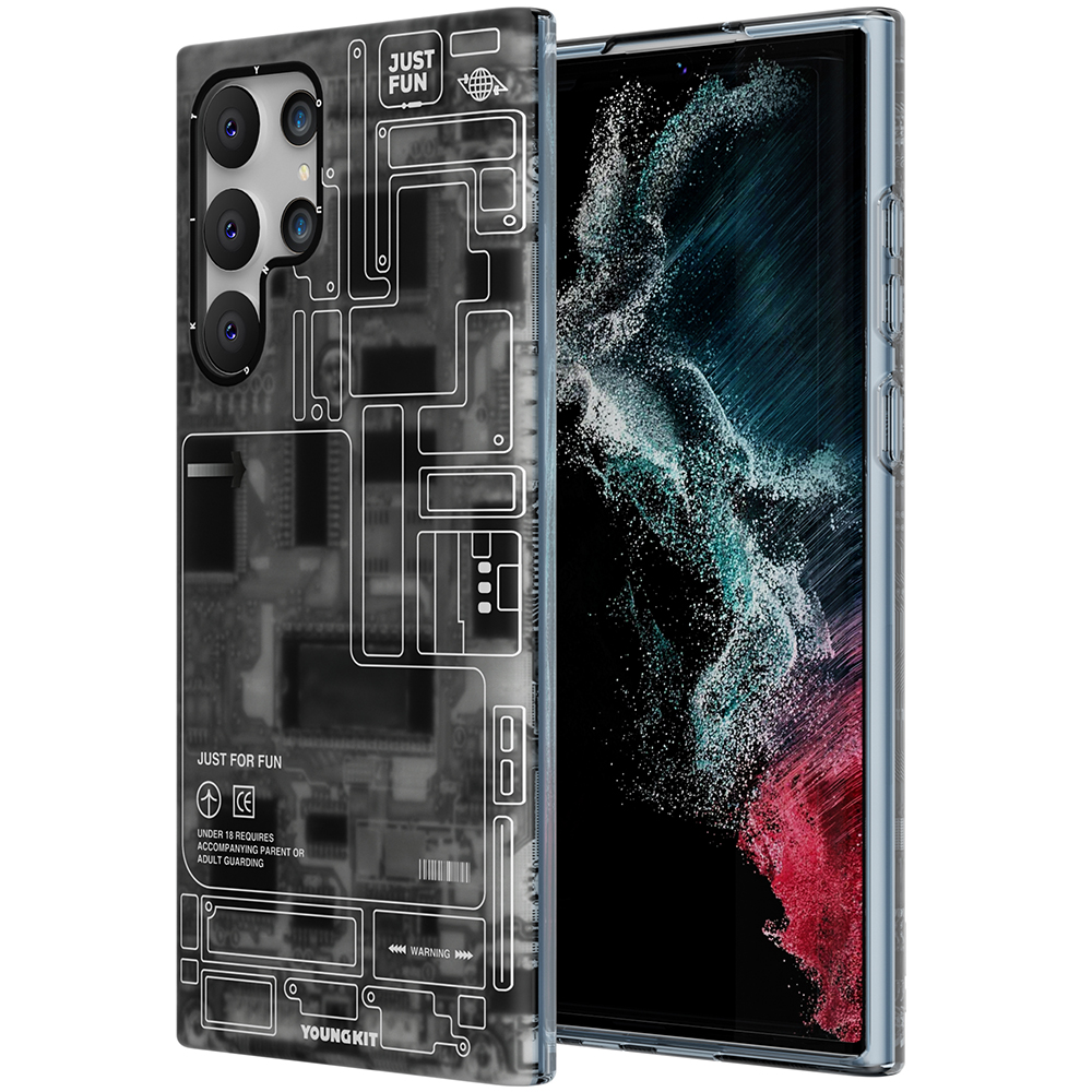 [RNZ-TA85919] Samsung Galaxy S22 Ultra Uyumlu Kılıf YoungKit Technology Serisi Kapak (Siyah)