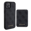 Apple iPhone 15 Uyumlu Kılıf Guess Orjinal Lisanslı M-safe Şarj Özellikli Yazı Logolu 4G Desenli Kapak + Powerbank 5000mAh 2in1 Set
