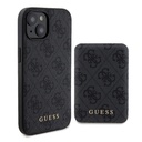 Apple iPhone 15 Uyumlu Kılıf Guess Orjinal Lisanslı M-safe Şarj Özellikli Yazı Logolu 4G Desenli Kapak + Powerbank 5000mAh 2in1 Set