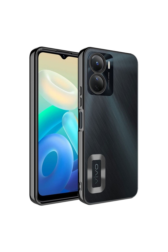 [RNZ-TA86310] Vivo Y16 Uyumlu Kılıf Kamera Korumalı Logo Gösteren Zore Omega Kapak (Siyah)