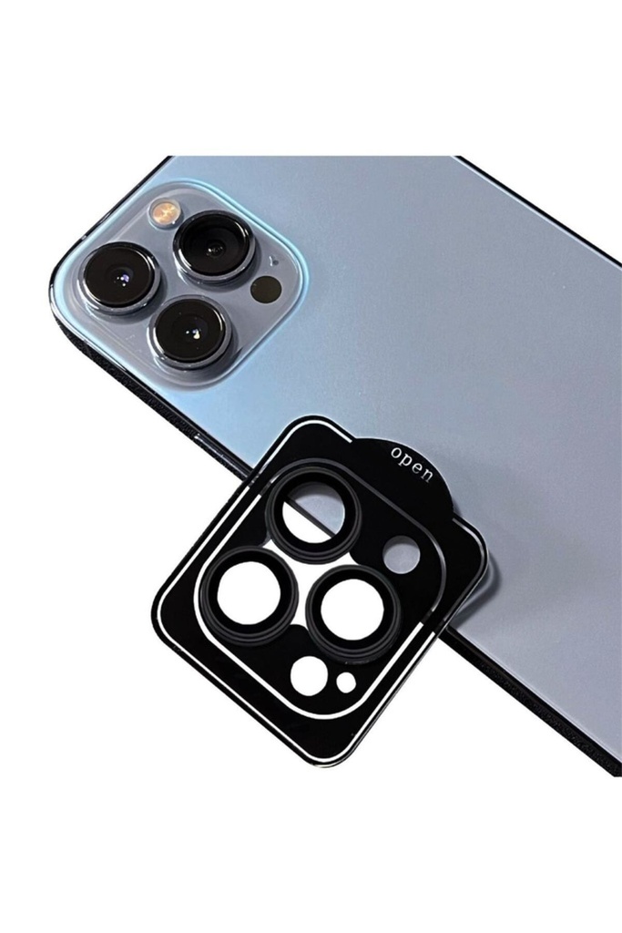 [RNZ-TA86582] Apple iPhone 14 Pro Uyumlu Zore CL-11 Safir Parmak İzi Bırakmayan Anti-Reflective Kamera Lens Koruyucu (Siyah)