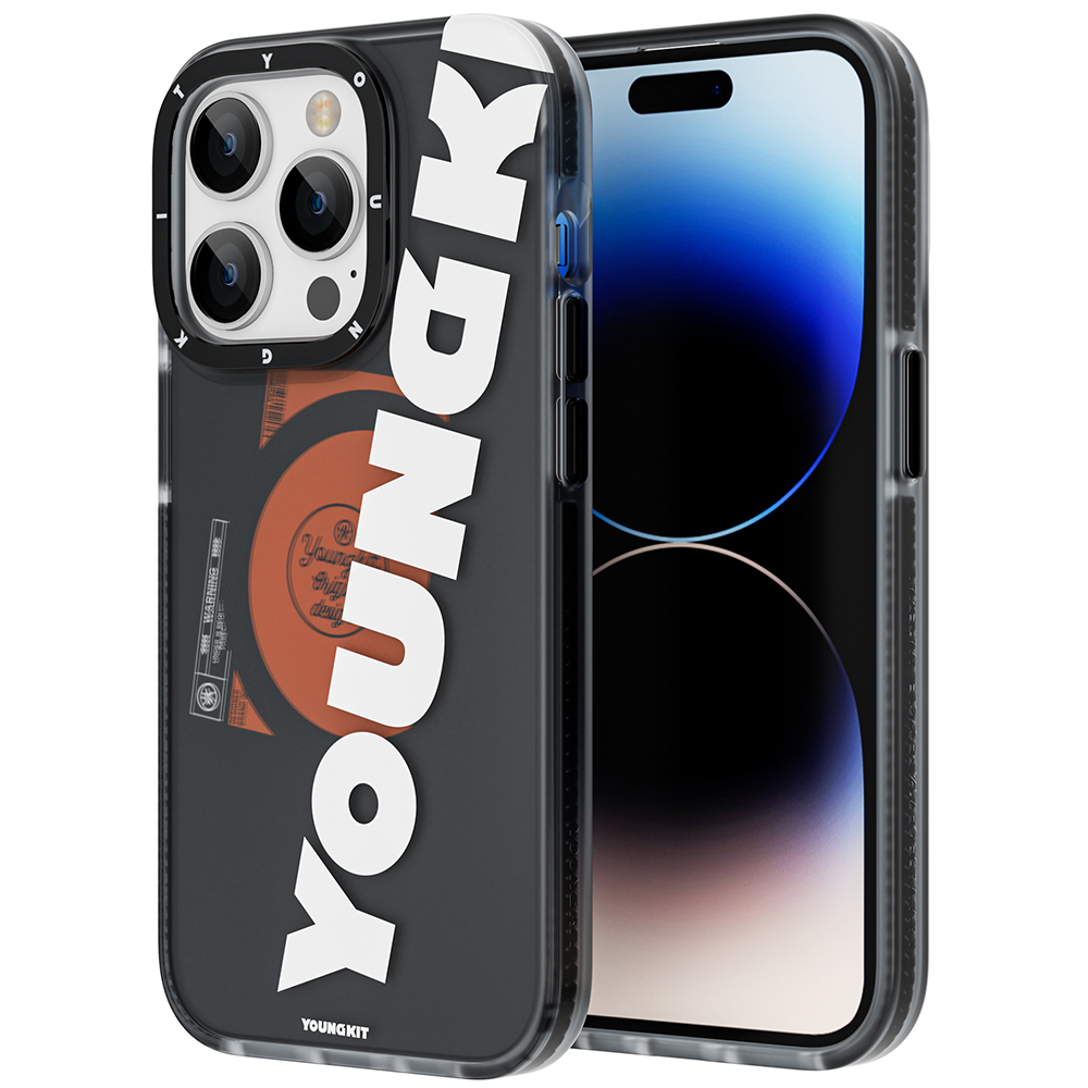 [RNZ-TA86912] Apple iPhone 14 Pro Uyumlu Kılıf M-safe Şarj Özellikli Youngkit Binfen Serisi Yazı Temalı Kapak (Siyah)