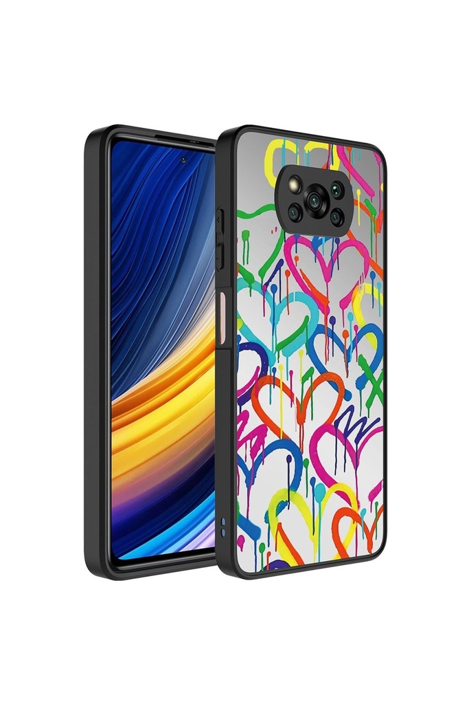 [RNZ-TA88594] Xiaomi Poco X3 Uyumlu Kılıf Aynalı Desenli Kamera Korumalı Parlak Zore Mirror Kapak (Kalp)