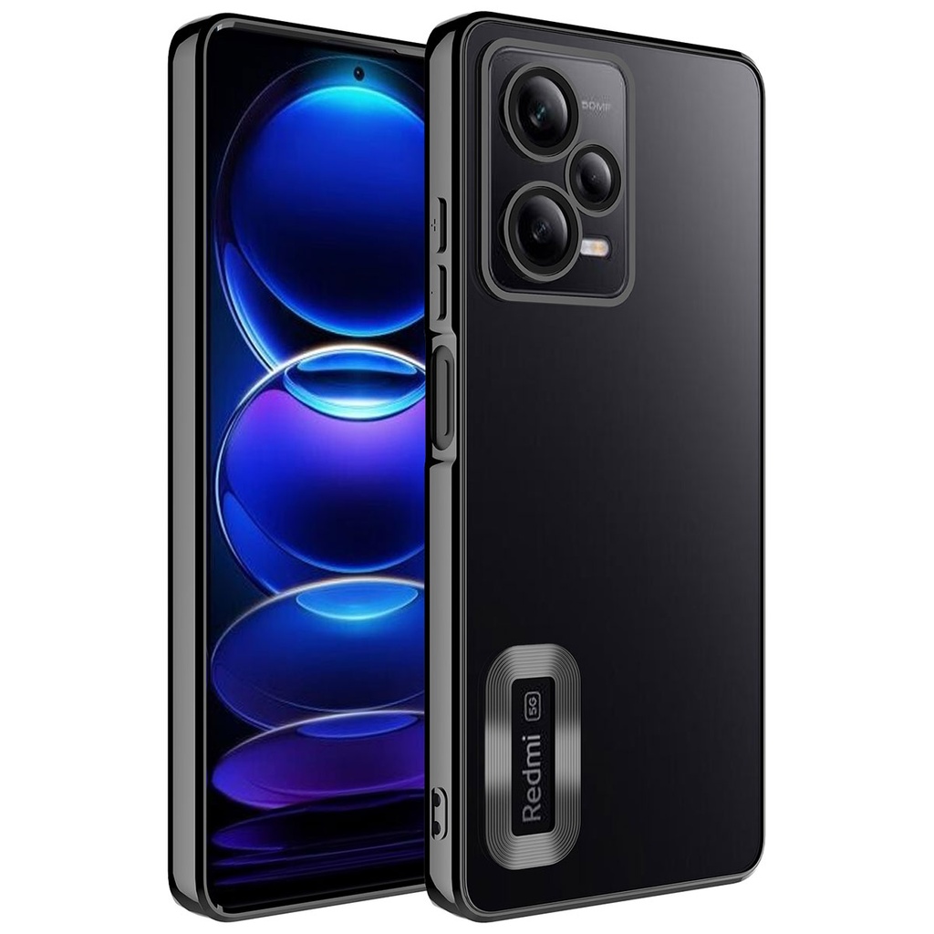 [RNZ-TA86857] Xiaomi Redmi Note 12 5G Uyumlu Kılıf Kamera Korumalı Logo Gösteren Zore Omega Kapak (Siyah)