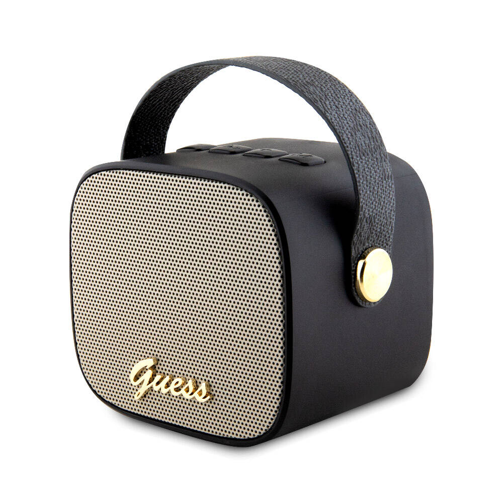 [ZTA97560] Guess Orjinal Lisanslı Askılı PU Deri Yazı Logolu 5W Bluetooth Speaker (Siyah)