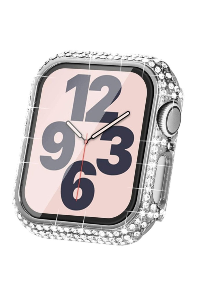 Apple Watch 7 41mm Uyumlu Zore Watch Gard 24 Kenarları Taşlı Sert PC Kasa Ve Ekran Koruyucu