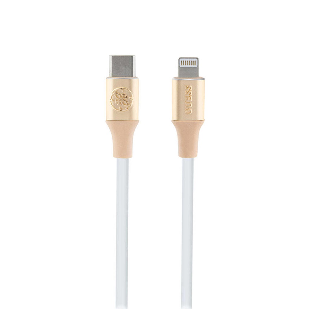 [ZTA97563] Guess Orjinal Lisanslı 4G ve Yazı Logolu Aydınlatmalı Kablo Ucu Hızlı Şarj Özellikli Type-C To Lightning PD Kablo 3A 1.5m (Gold)