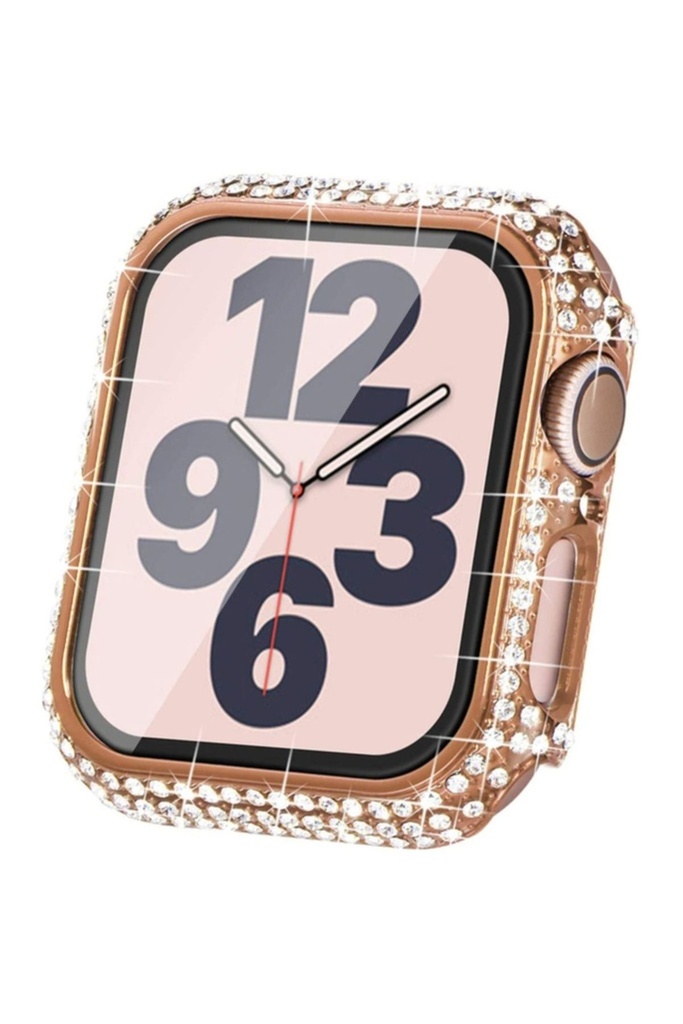Apple Watch 7 41mm Uyumlu Zore Watch Gard 24 Kenarları Taşlı Sert PC Kasa Ve Ekran Koruyucu