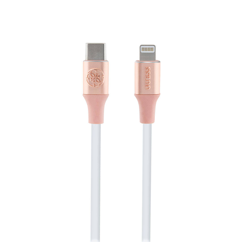Guess Orjinal Lisanslı 4G ve Yazı Logolu Aydınlatmalı Kablo Ucu Hızlı Şarj Özellikli Type-C To Lightning PD Kablo 3A 1.5m