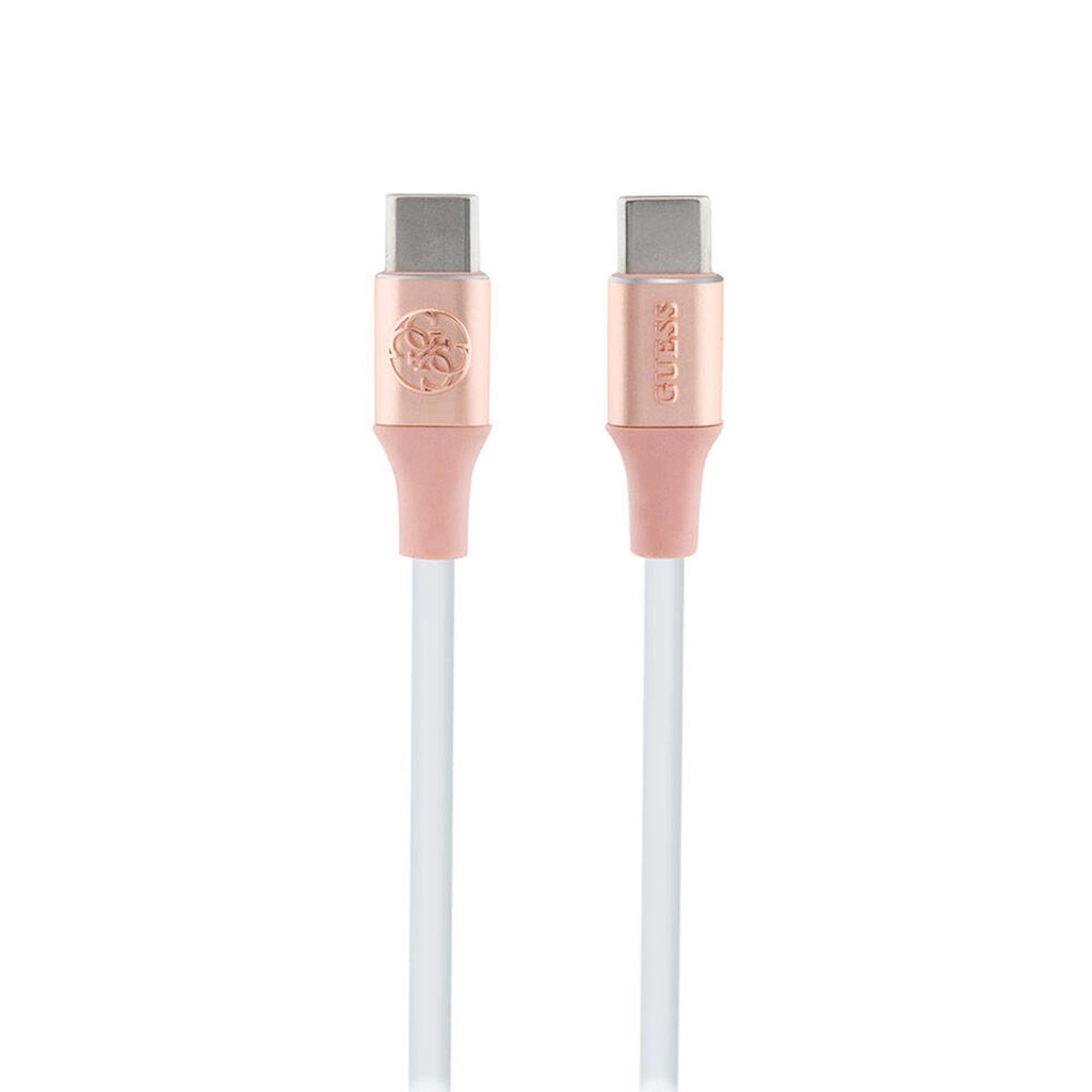 Guess Orjinal Lisanslı 4G ve Yazı Logolu Aydınlatmalı Kablo Ucu Hızlı Şarj Özellikli Type-C To Type-C PD Kablo 3A 1.5m