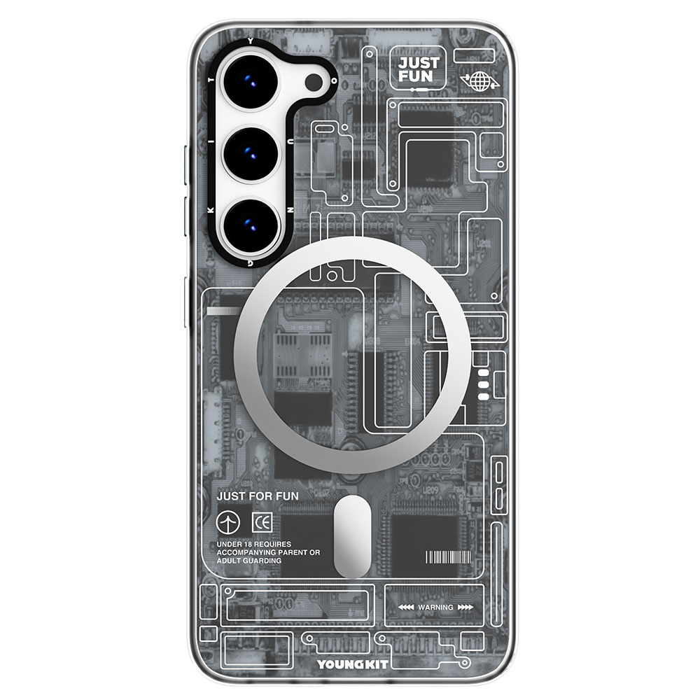 [RNZ-TA88887] Samsung Galaxy S23 Uyumlu Kılıf M-safe Şarj Özellikli YoungKit Technology Serisi Kapak (Siyah)