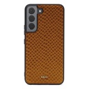 Samsung Galaxy S22 Uyumlu Kılıf ​Kajsa Pearl Pattern Hakiki Deri Kapak