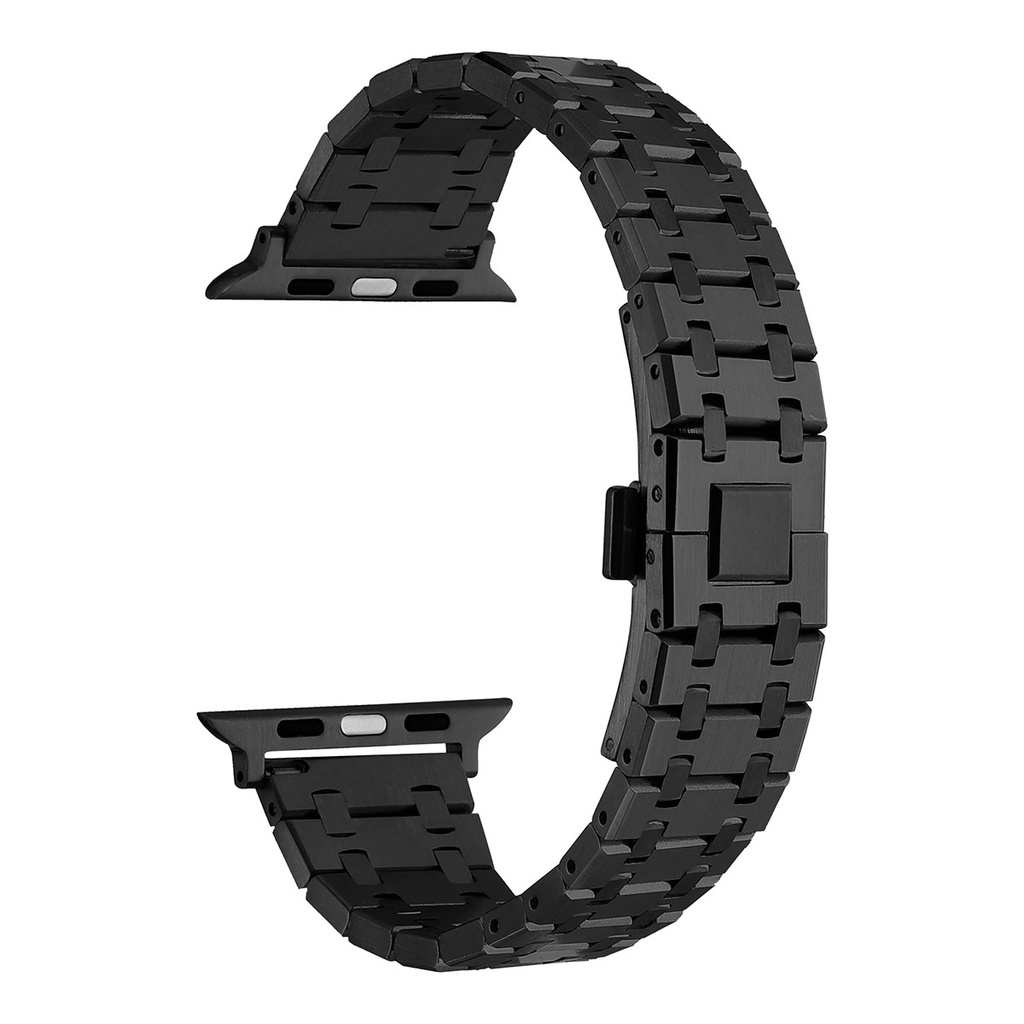 [RNZ-TA89374] Apple Watch 42mm Uyumlu Kordon Paslanmaz Metal Çift Renkli Zore KRD-83 Kayış (Siyah)