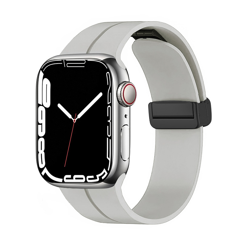 Apple Watch 7 41mm Uyumlu Kordon Silikon Metal Mıknatıslı Toka Zore KRD-84 Kayış
