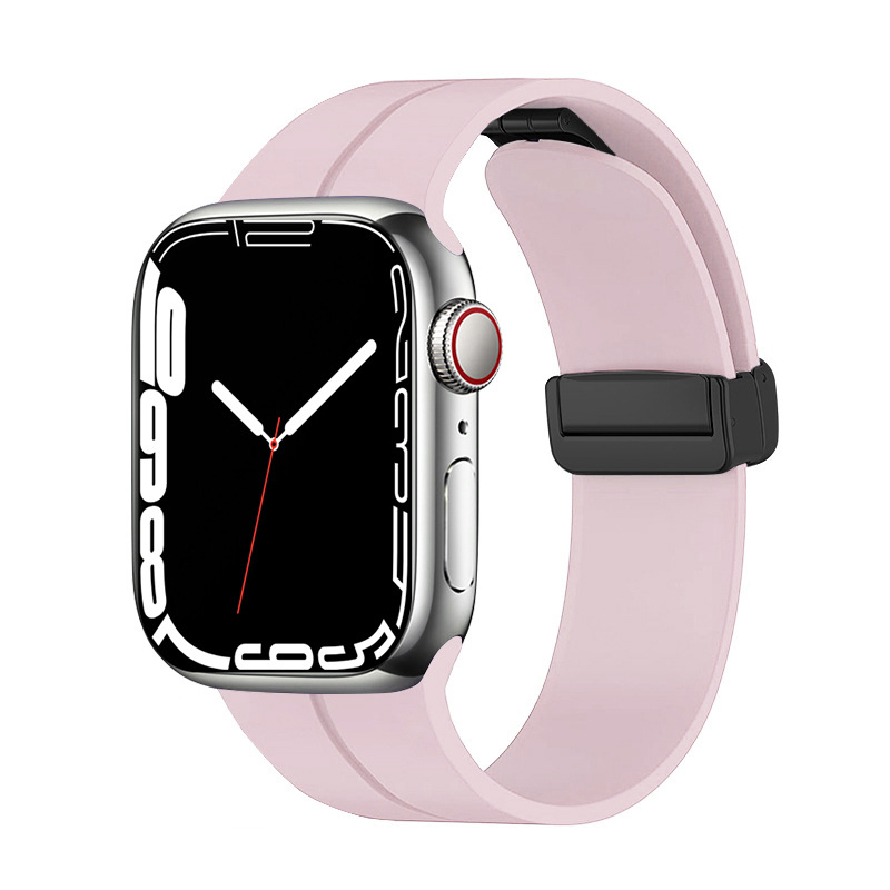 Apple Watch 7 45mm Uyumlu Kordon Silikon Metal Mıknatıslı Toka Zore KRD-84 Kayış