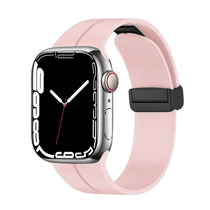 Apple Watch 7 45mm Uyumlu Kordon Silikon Metal Mıknatıslı Toka Zore KRD-84 Kayış