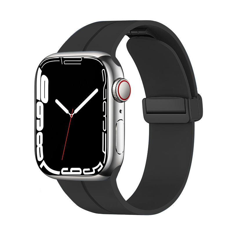 Apple Watch 7 45mm Uyumlu Kordon Silikon Metal Mıknatıslı Toka Zore KRD-84 Kayış