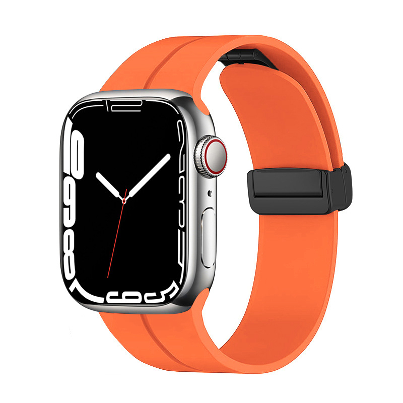 Apple Watch 7 45mm Uyumlu Kordon Silikon Metal Mıknatıslı Toka Zore KRD-84 Kayış
