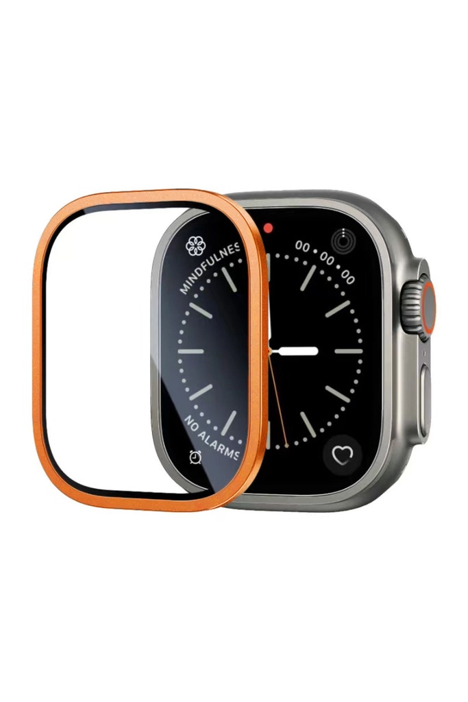 Apple Watch Ultra 49mm Uyumlu Zore ALM-01 Metal Çerçeveli Ekran Koruyucu