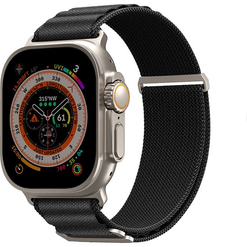 [ZTA90677] Apple Watch Ultra 49mm Uyumlu SkinArma Kobu Hasır Kordon (Siyah)