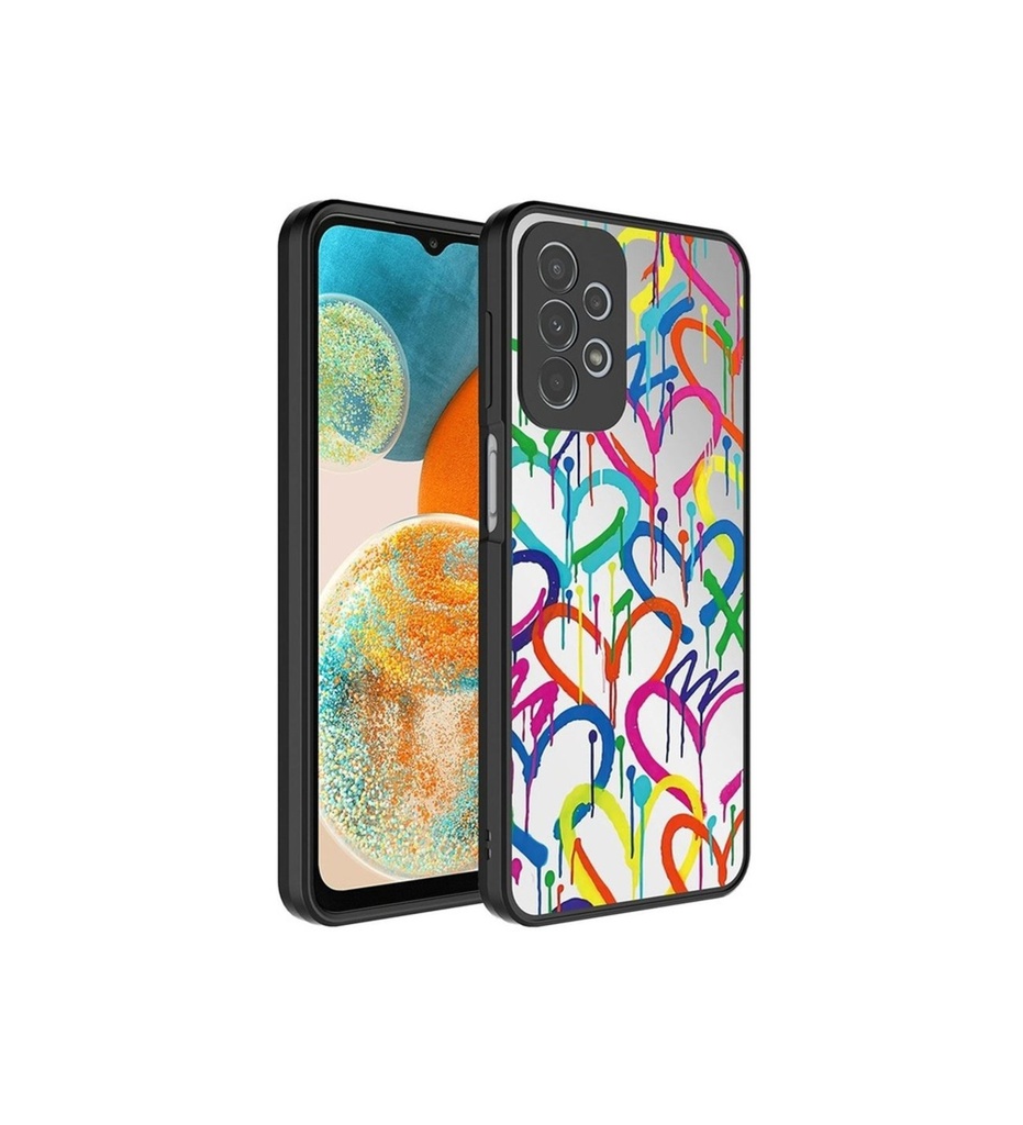[RNZ-TA88522] Samsung Galaxy A53 5G Uyumlu Kılıf Aynalı Desenli Kamera Korumalı Parlak Zore Mirror Kapak (Kalp)