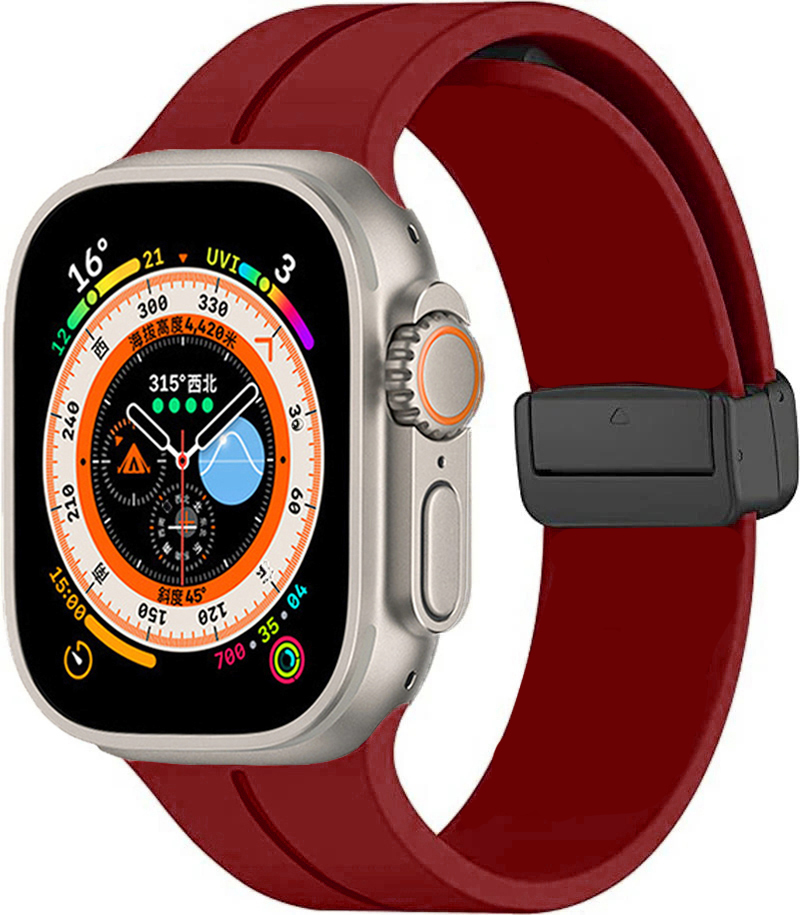 Apple Watch Ultra 49mm Uyumlu Kordon Silikon Metal Mıknatıslı Toka Zore KRD-84 Kayış