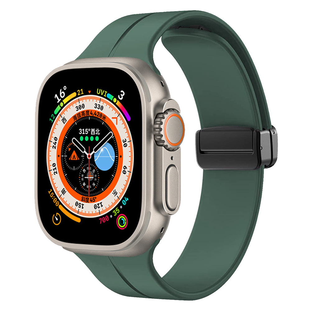 Apple Watch Ultra 49mm Uyumlu Kordon Silikon Metal Mıknatıslı Toka Zore KRD-84 Kayış