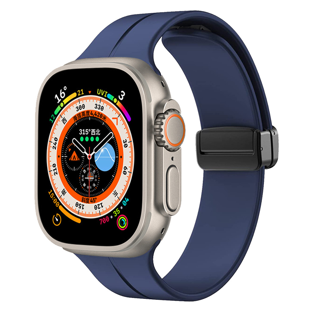 Apple Watch Ultra 49mm Uyumlu Kordon Silikon Metal Mıknatıslı Toka Zore KRD-84 Kayış