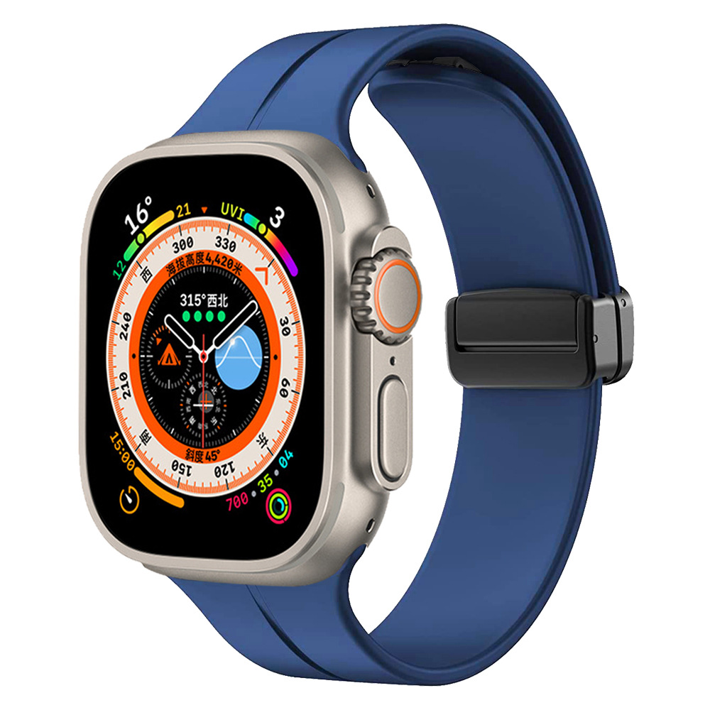 Apple Watch Ultra 49mm Uyumlu Kordon Silikon Metal Mıknatıslı Toka Zore KRD-84 Kayış