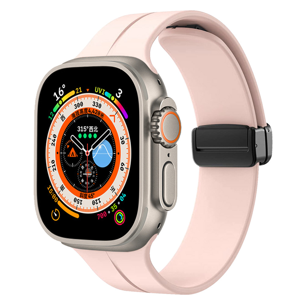 Apple Watch Ultra 49mm Uyumlu Kordon Silikon Metal Mıknatıslı Toka Zore KRD-84 Kayış