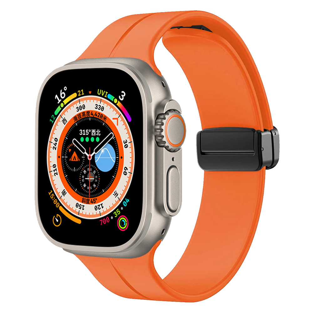Apple Watch Ultra 49mm Uyumlu Kordon Silikon Metal Mıknatıslı Toka Zore KRD-84 Kayış