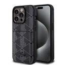 Apple iPhone 15 Pro Uyumlu Kılıf Lacoste Orjinal Lisanslı M-safe Şarj Özellikli PU Deri Görünümlü Kartlıklı Karışık Monogram Desenli Kapak