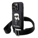 Apple iPhone 14 Pro Uyumlu Kılıf Karl Lagerfeld Boyun Askılı Kartlıklı Karl Dizayn Kapak