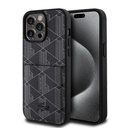 Apple iPhone 15 Pro Max Uyumlu Kılıf Lacoste Orjinal Lisanslı M-safe Şarj Özellikli PU Deri Görünümlü Kartlıklı Karışık Monogram Desenli Kapak