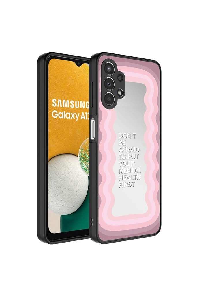 Samsung Galaxy A13 4G Uyumlu Kılıf Aynalı Desenli Kamera Korumalı Parlak Zore Mirror Kapak