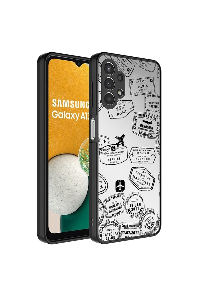 Samsung Galaxy A13 4G Uyumlu Kılıf Aynalı Desenli Kamera Korumalı Parlak Zore Mirror Kapak