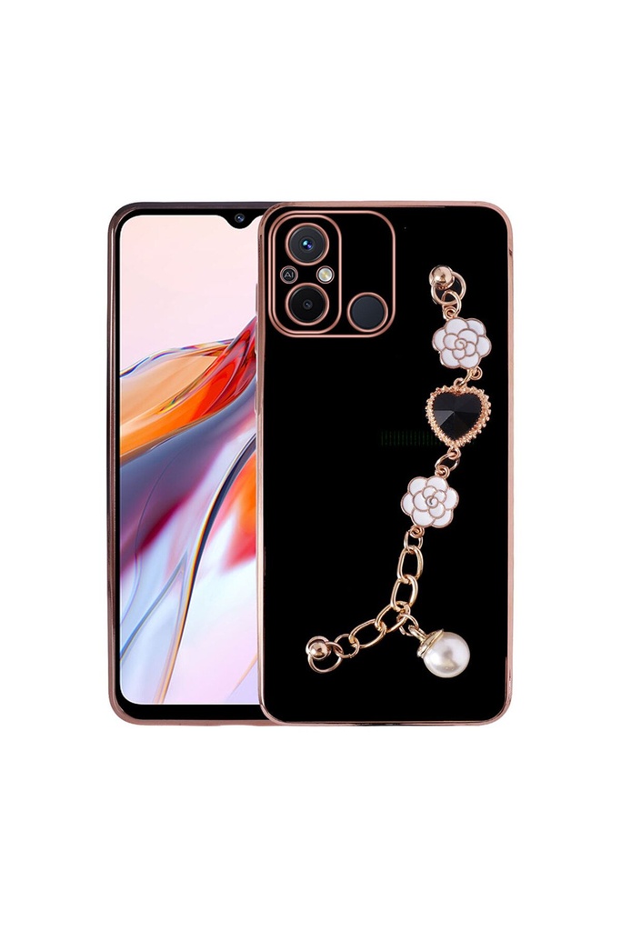 [RNZ-TA87635] Xiaomi Redmi 12C Uyumlu Kılıf El Tutamaçlı Kamera Korumalı Zore Taka Silikon Kapak (Siyah)