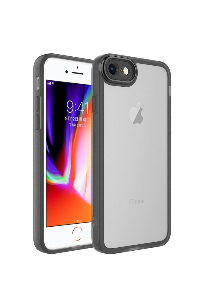 [RNZ-TA87661] Apple iPhone 8 Uyumlu Kılıf Kamera Korumalı Transparan Zore Post Kapak (Siyah)