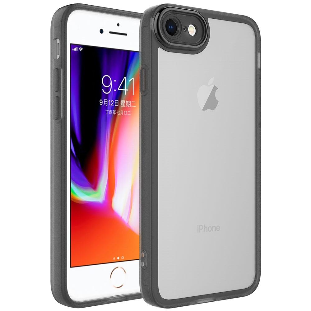 [RNZ-TA87667] Apple iPhone SE 2020 Uyumlu Kılıf Kamera Korumalı Transparan Zore Post Kapak (Siyah)