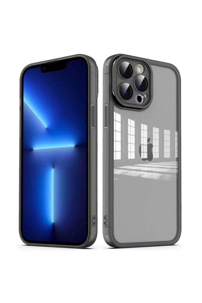 [RNZ-TA87703] Apple iPhone 12 Pro Uyumlu Kılıf Kamera Korumalı Transparan Zore Post Kapak (Siyah)