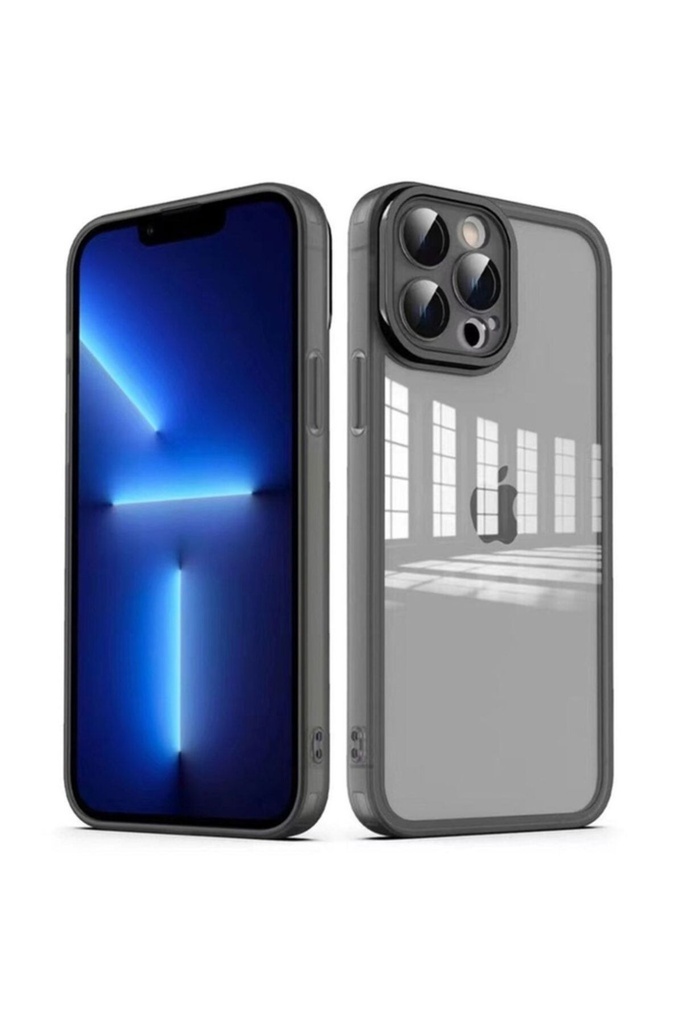 [RNZ-TA87727] Apple iPhone 13 Pro Max Uyumlu Kılıf Kamera Korumalı Transparan Zore Post Kapak (Siyah)