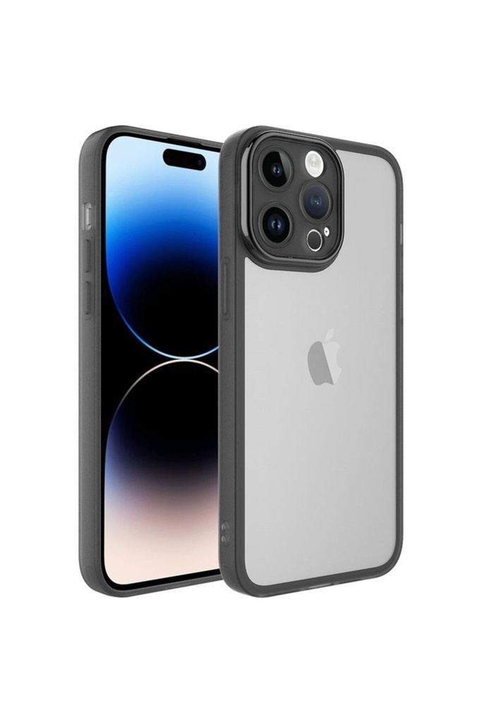 [RNZ-TA87745] Apple iPhone 14 Pro Uyumlu Kılıf Kamera Korumalı Transparan Zore Post Kapak (Siyah)