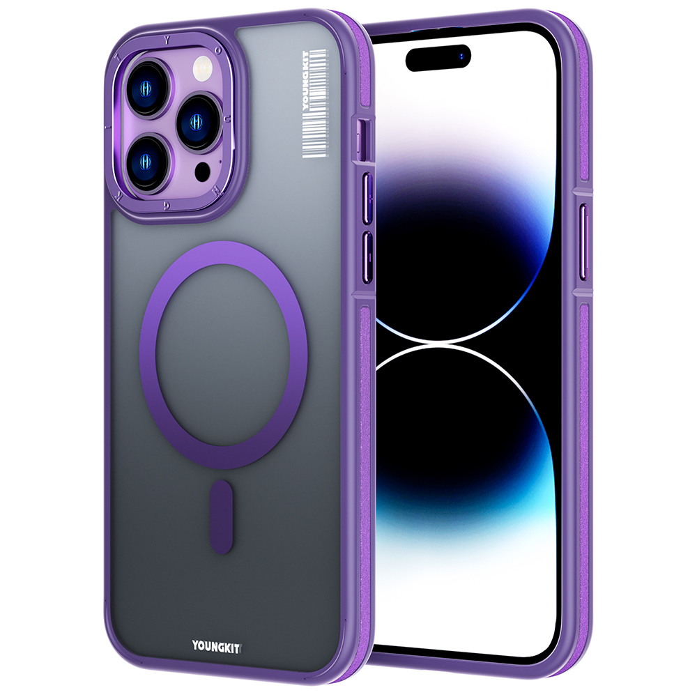 Apple iPhone 14 Pro Uyumlu Kılıf M-safe Şarj Özellikli Youngkit Rock Sand Serisi Kapak