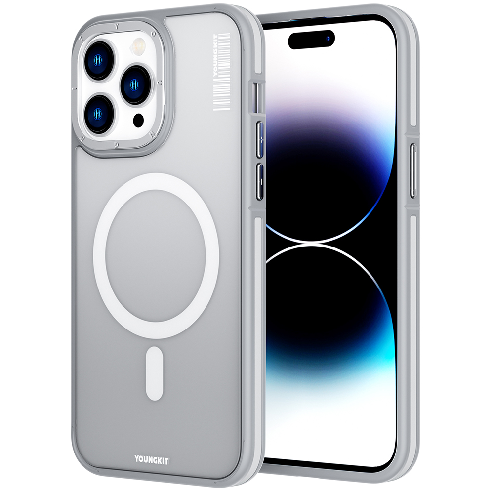 Apple iPhone 14 Pro Uyumlu Kılıf M-safe Şarj Özellikli Youngkit Rock Sand Serisi Kapak